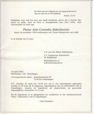 ALDERLIESTEN-Surnames-Vanne