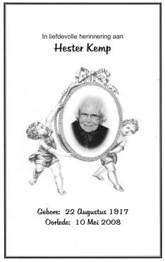 KEMP-Hester-Cornelia-Gesina-1917-2008-F
