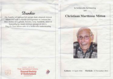 MITTON-Christiaan-Marthinus-Nn-Chris-1926-2012-M