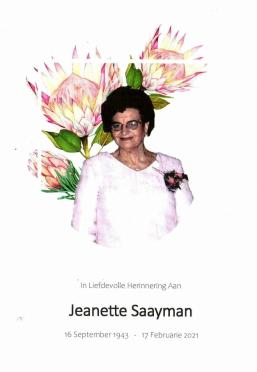 SAAYMAN-Jeanette-néé-Kleyn-1943-2021-F