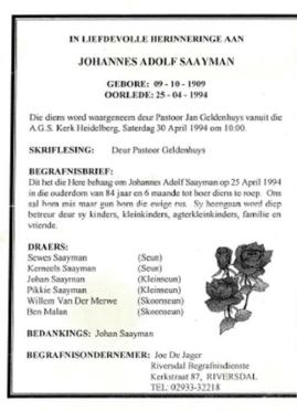 SAAYMAN-Johannes-Adolf-Nn-Dolf-1909-1994-M