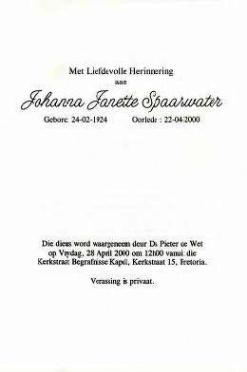 SPAARWATER-Surnames-Vanne