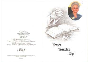 UYS-Hester-Francina-1917-2007-GGSA.NoordWesVersameling-Unk.Gender