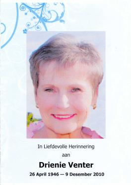 VENTER-Drienie-Nn-Darling-1946-2010-F