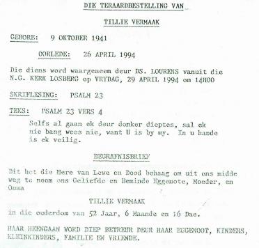 VERMAAK-Tillie-1941-1994-F-99