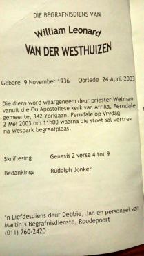 WESTHUIZEN-VAN-DER-William-Leonard-1936-2003-M